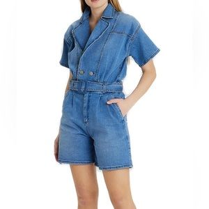 Federica Tosi Short-Sleeved Denim Jumpsuit
